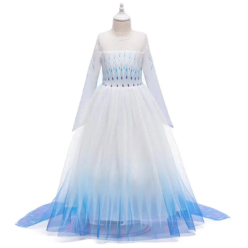 MQATZ Elsa Anna 2 girls' party dress with removable cloak, featuring Disney movie characters, for ages 4-15 years.