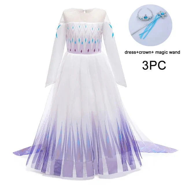 Girls' Elsa and Anna party dress by MQATZ with a removable cloak, featuring movie character themes for ages 4 to 15 years.