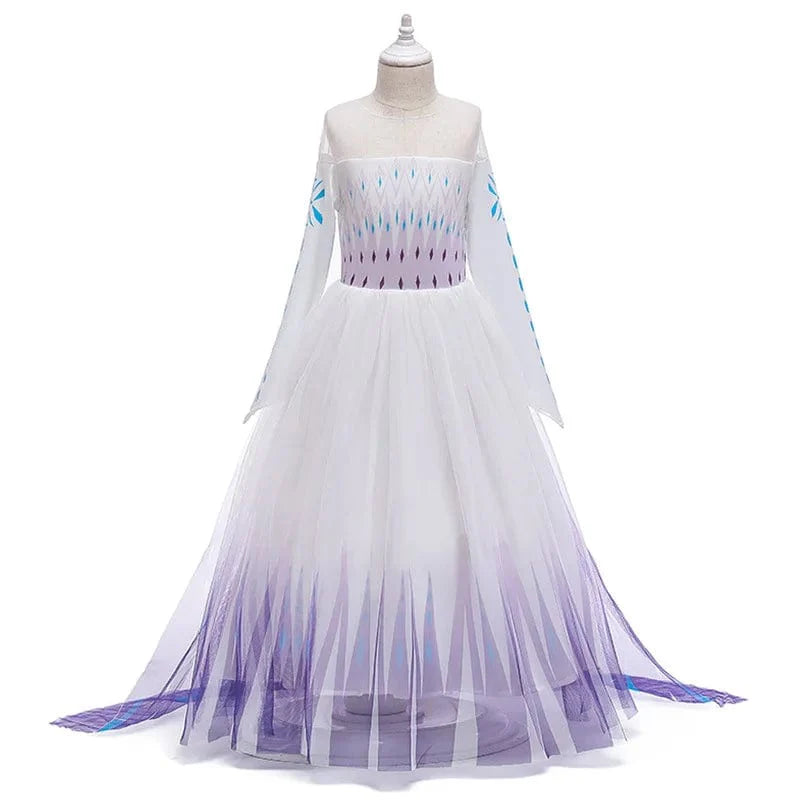 MQATZ Elsa Anna 2 girls' party dress with removable cloak, featuring movie character prints for sizes 4-15 years