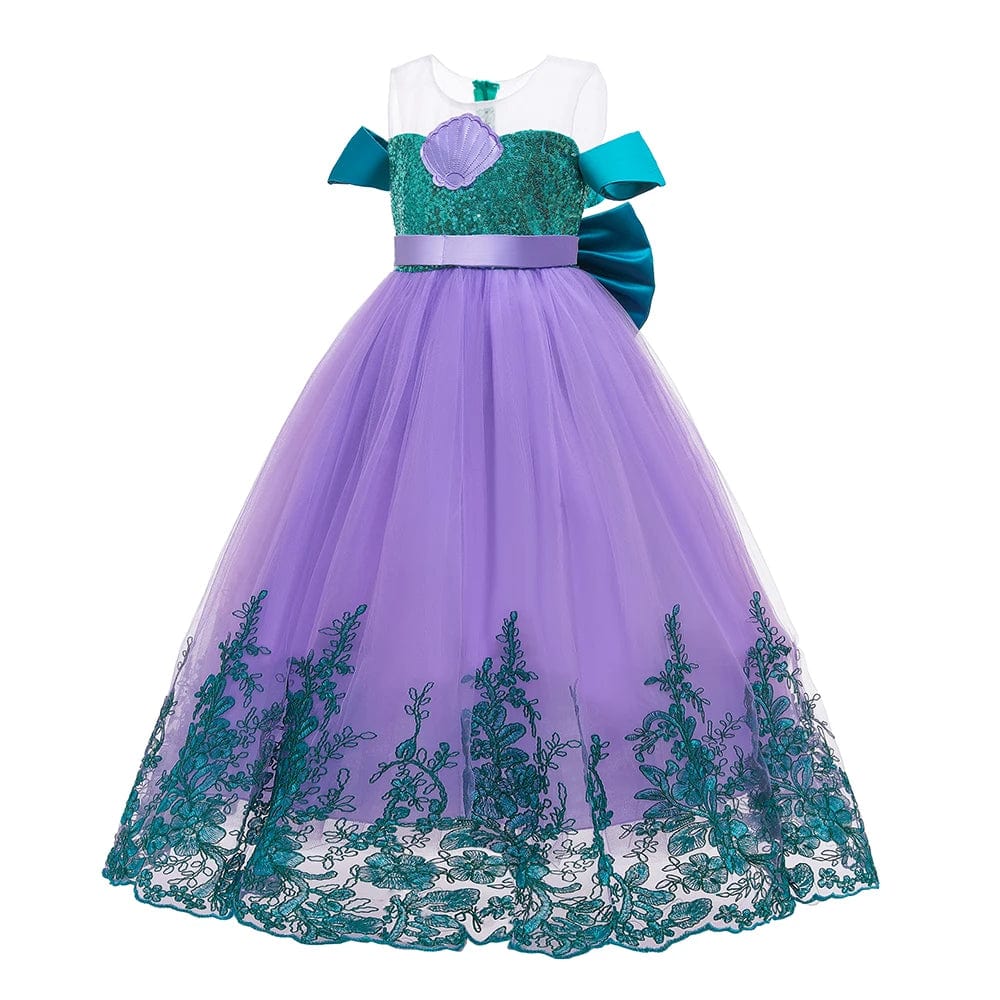 Colorful MQATZ Mermaid Princess costume dress for girls, perfect for parties and cosplay, suitable for ages 2 to 10.