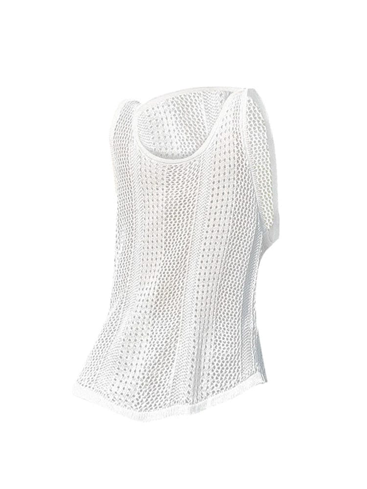 Mr. Hui men's breathable cut-out sports vest, loose muscle tank top with large slit, ideal for fitness and summer workouts.
