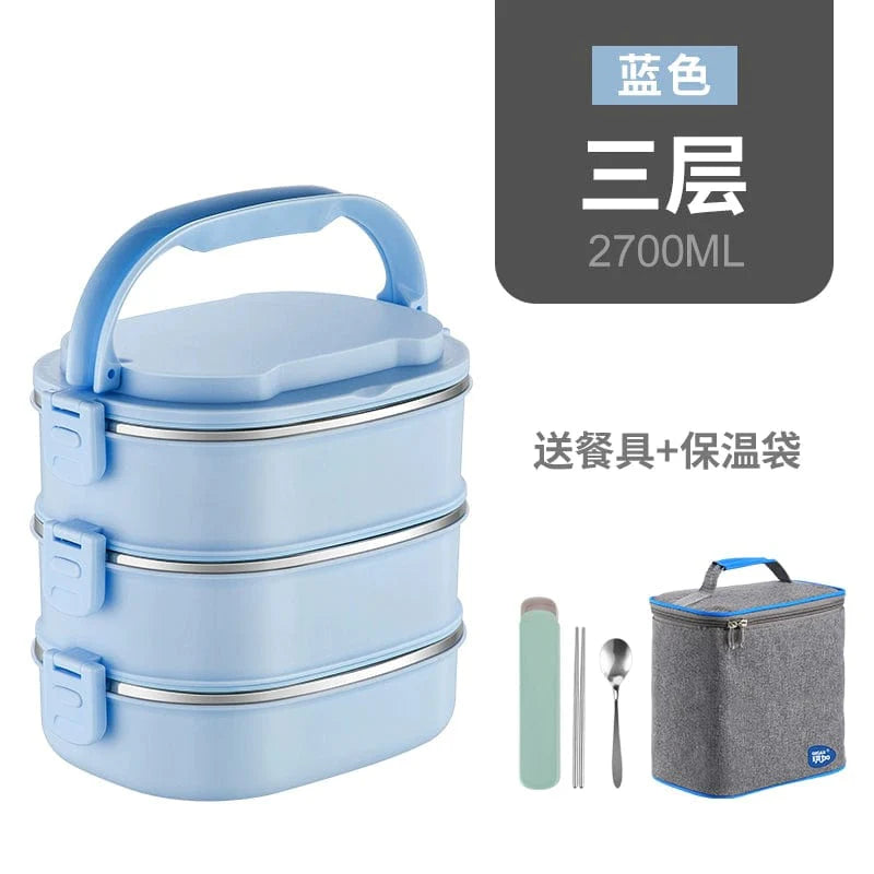 Showlu Multi-Layer Stainless Steel Insulated Lunch Box with double-deck design, featuring multiple compartments for fresh, organized meals.