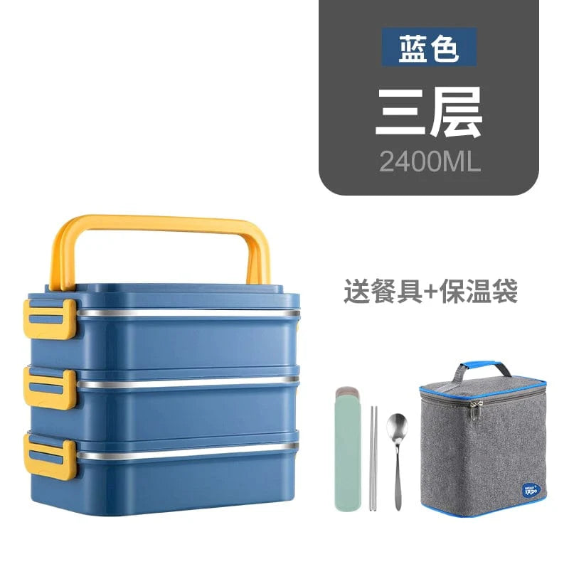 Showlu Multi-Layer Stainless Steel Insulated Lunch Box with double-deck design for keeping food fresh and organized.