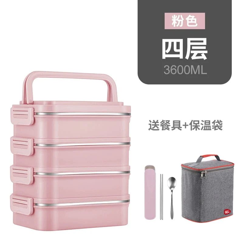 Showlu multi-layer stainless steel insulated lunch box with double-deck design, ideal for keeping food fresh and organized.