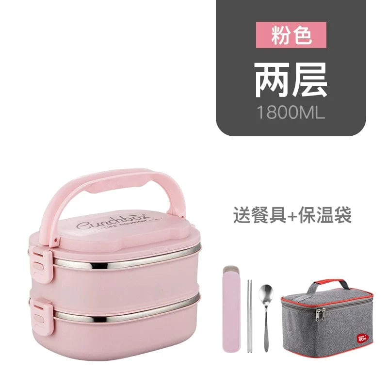 Showlu multi-layer stainless steel insulated lunch box with double-deck design for keeping food fresh and organized.