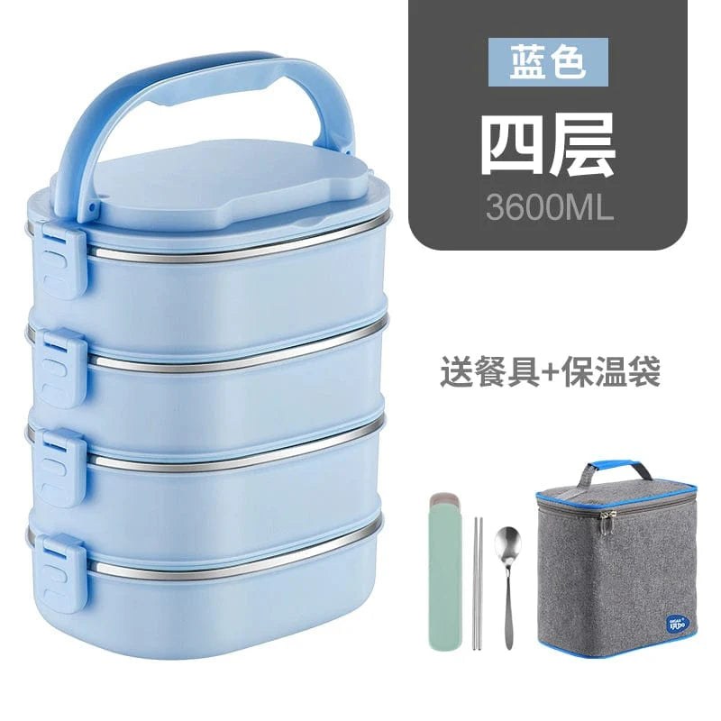 Showlu multi-layer stainless steel insulated lunch box with double-deck design for keeping food fresh and organized.