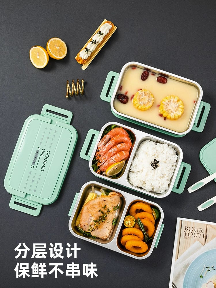 Showlu Multi-Layer Stainless Steel Insulated Lunch Box with double-deck design for keeping food fresh and organized.