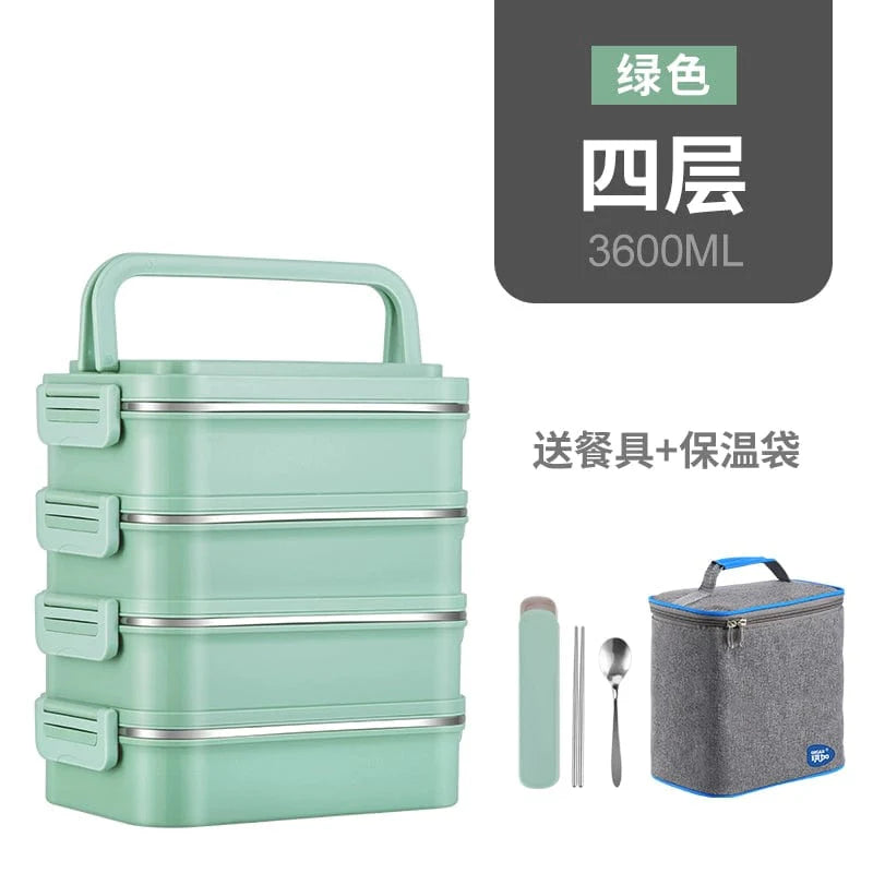 Showlu Multi-Layer Stainless Steel Insulated Lunch Box with double-deck design for keeping food fresh and organized.