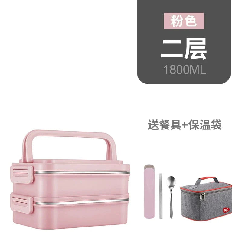 Showlu Multi-Layer Stainless Steel Insulated Lunch Box with double-deck design for keeping food fresh and organized.