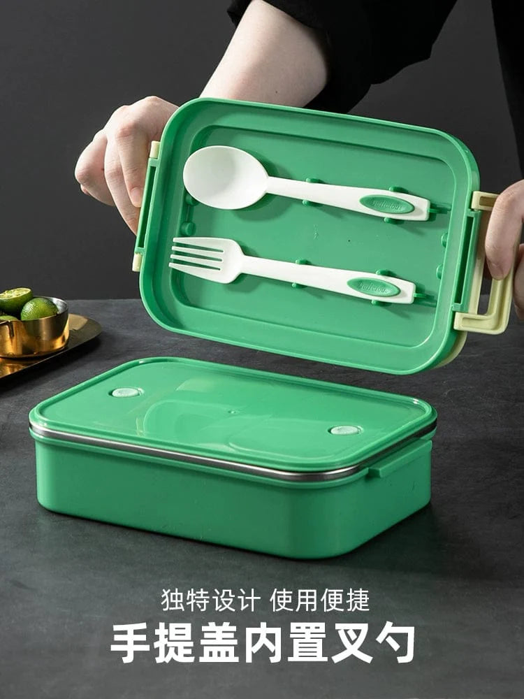 Showlu multi-layer stainless steel insulated lunch box with double-deck design, suitable for keeping food fresh and organized.