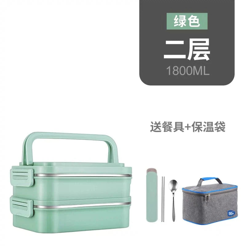Showlu multi-layer stainless steel insulated lunch box with double-deck design, ideal for keeping food fresh and organized.