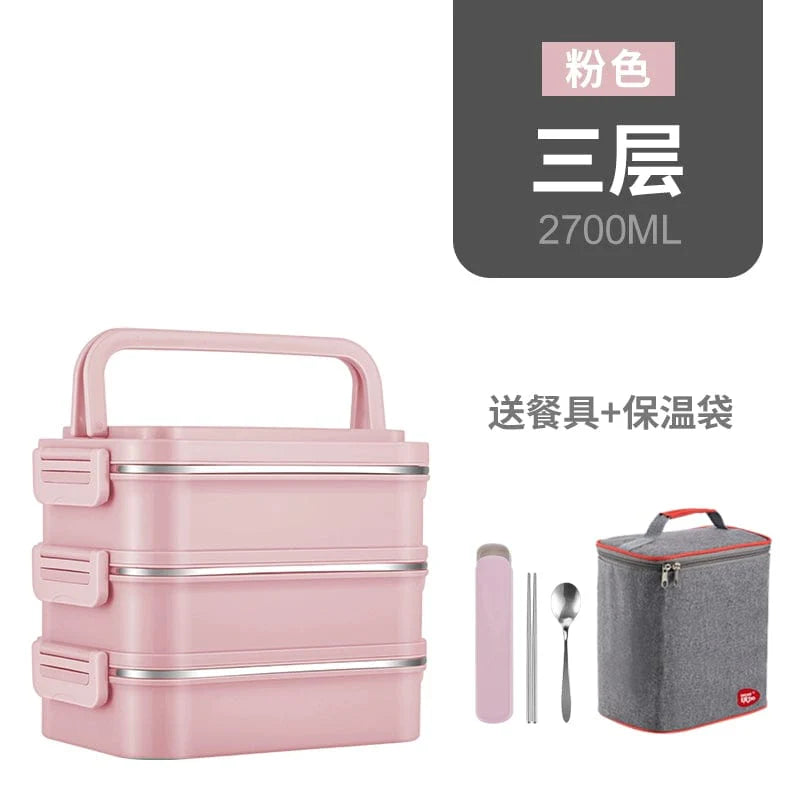 Showlu Multi-Layer Stainless Steel Insulated Lunch Box with double-deck design for keeping food fresh and organized.