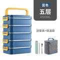 Showlu Multi-Layer Stainless Steel Insulated Lunch Box with double-deck design, featuring multiple compartments for food storage.