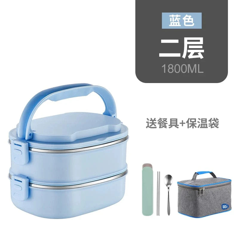Showlu multi-layer stainless steel insulated lunch box with double-deck design, ideal for keeping food fresh and organized.