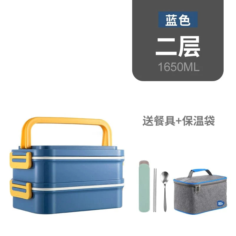 Showlu multi-layer stainless steel insulated lunch box with double-deck design, ideal for keeping food fresh and organized.
