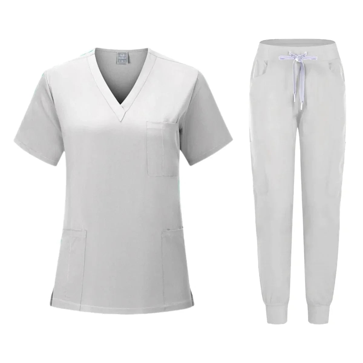 Women's solid color scrub set by SHOWLU FASHION STORE, featuring multicolor lab workwear for medical, beauty, and veterinary professionals.