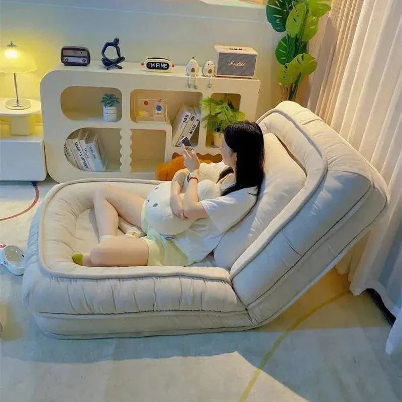 Modern velvet folding sofa bed by SHOWLU FASHION STORE, featuring a single lazy chaise lounge in a contemporary living room setting.