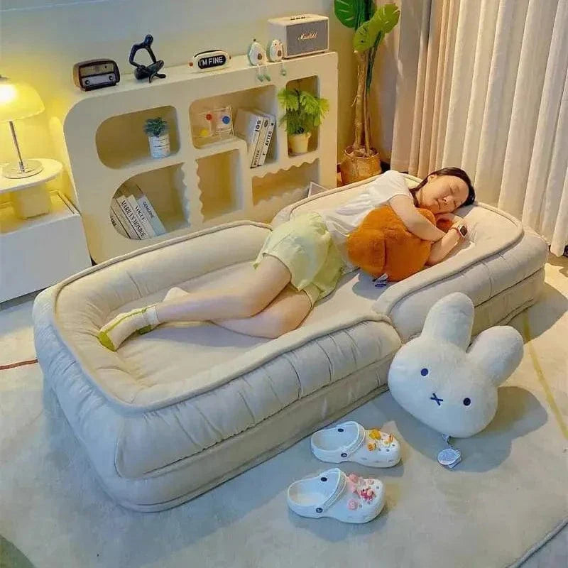 Velvet modern folding sofa bed by SHOWLU FASHION STORE, featuring a comfortable single chaise lounge for living room or bedroom.