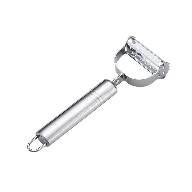 Stainless steel vegetable peeler by Showlu Fashion Store with ergonomic handle, ideal for peeling potatoes, carrots, and shredding vegetables.