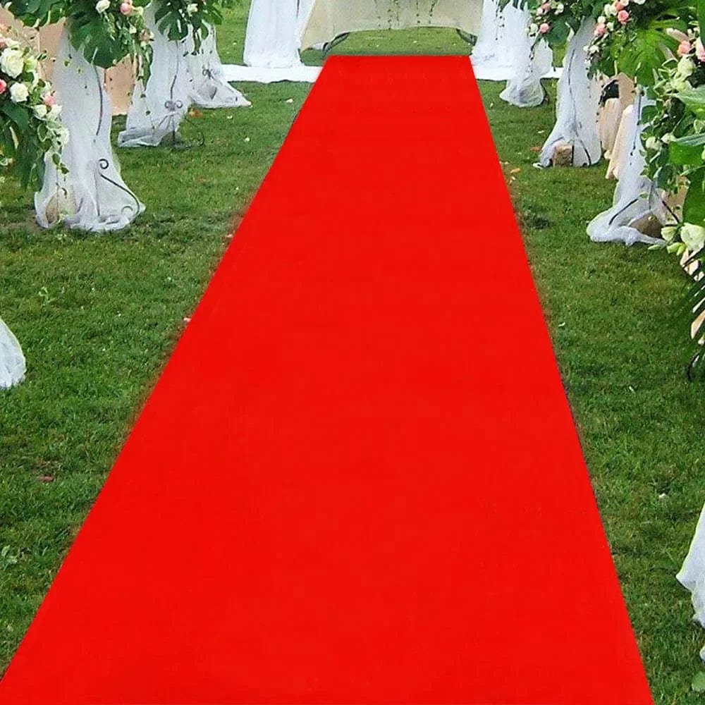 Red polyester outdoor event carpet by SHOWLU FASHION STORE, suitable for weddings, festivals, and celebrations.