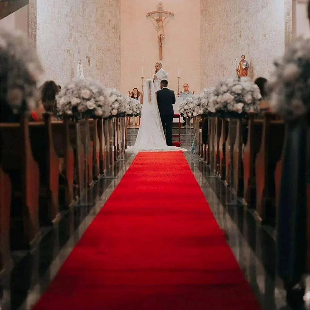 Red outdoor event carpet by SHOWLU FASHION STORE, polyester runner for weddings, festivals, hotel events, and celebrations.