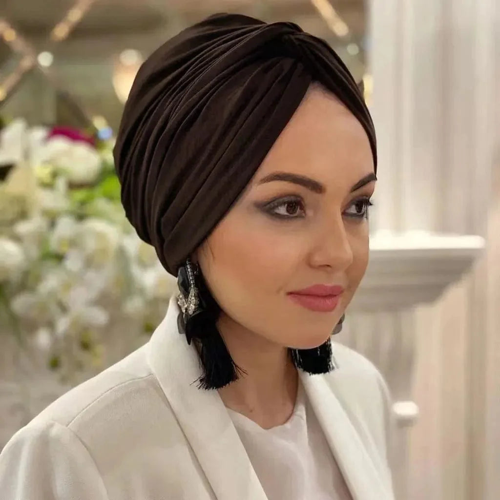 Showlu Fashion Motive Force Modal Silk Hijab Cap, a modest Islamic jersey undercap for women, in crinkle Arabic modal silk style.
