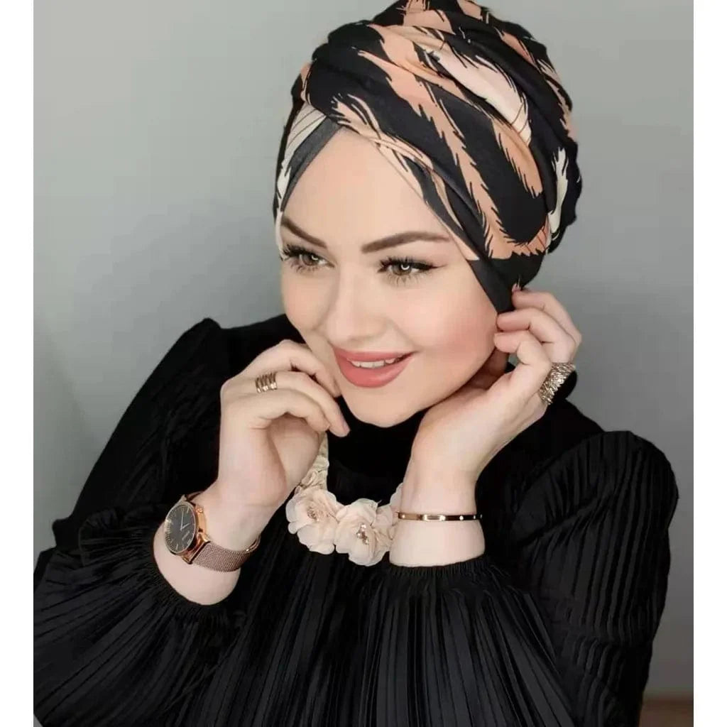 Showlu Fashion Force Modal Silk Hijab Cap, a modest Islamic jersey undercap for women, with crinkle Arabic modal silk fabric.