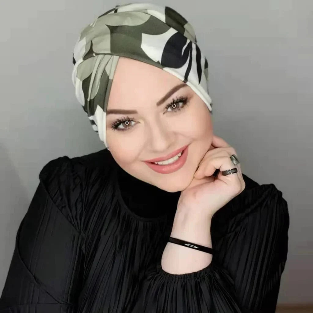 Showlu Fashion modal silk hijab cap, Muslim modest undercap in soft jersey fabric, crinkle texture, designed for women wearing Islamic abayas.