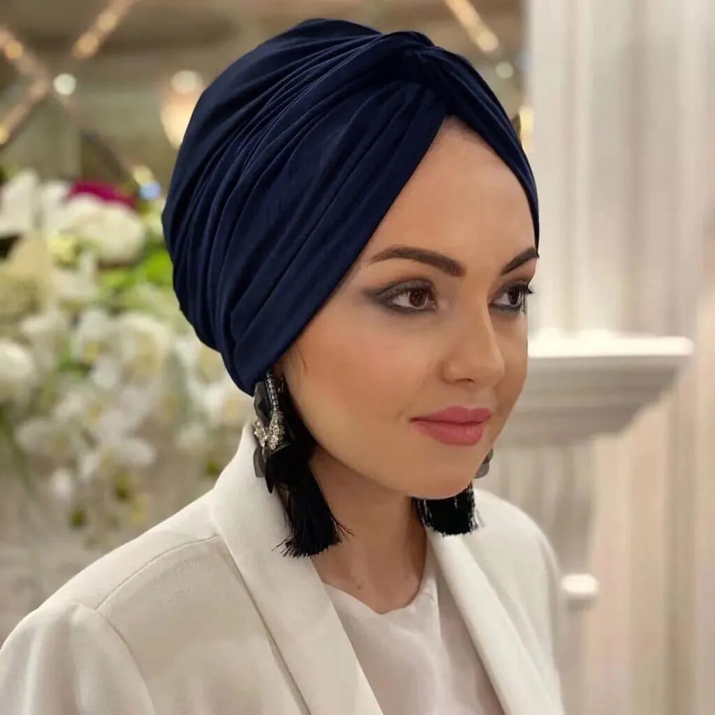 Pearl white modal hijab undercap by Showlu Fashion, slim fit jersey turban cap for women, soft and comfortable head covering