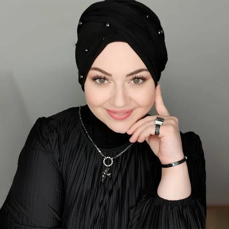 Pearl white Motive Force modal hijab undercap by Showlu Fashion, slim fit jersey turban for Muslim women.