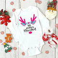 Unisex Meniscounter My First Christmas baby bodysuit with festive holiday print, suitable for newborns and first Christmas celebrations.