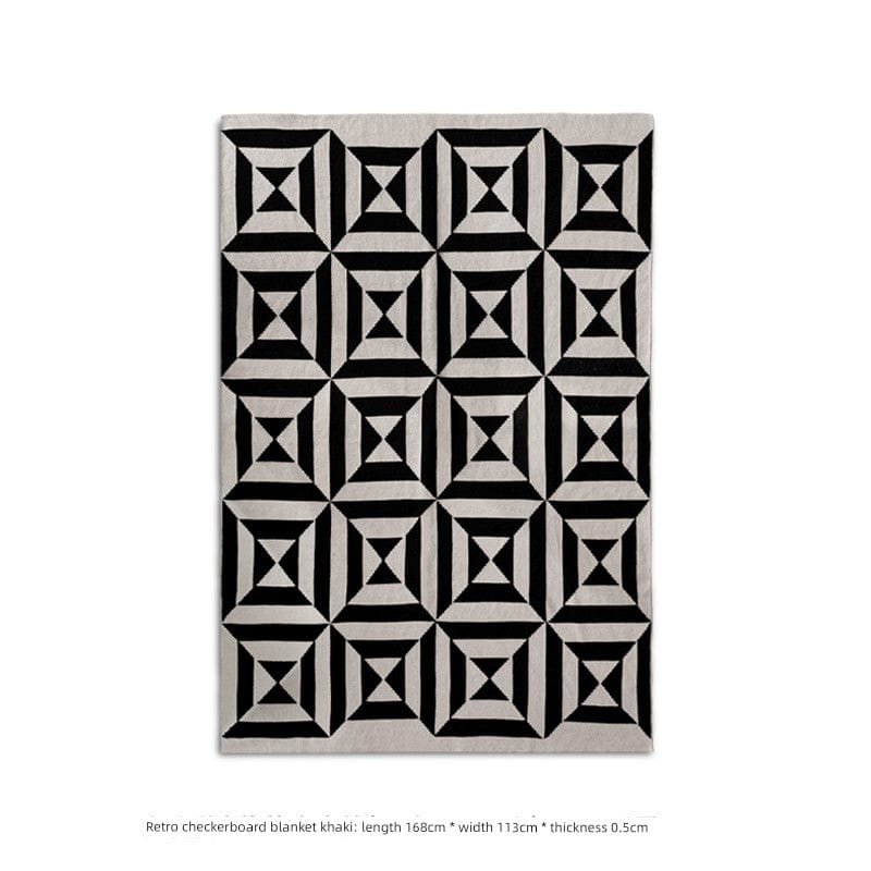 Handwoven Namo Chessboard Knitting Office Blanket in soft milk cotton, featuring a checkered pattern, ideal for cozy office decor.