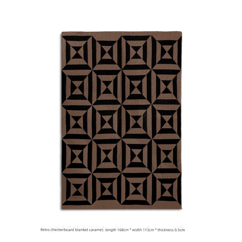 Hand-woven Namo Chessboard knitting office blanket in soft milk cotton, featuring a stylish chessboard pattern.