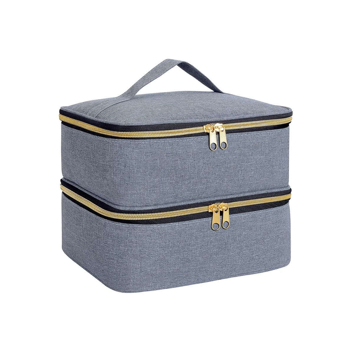 Showlu Double Layer Nail Polish Organizer Bag with handle, portable cosmetic tote for nail art and beauty essentials.
