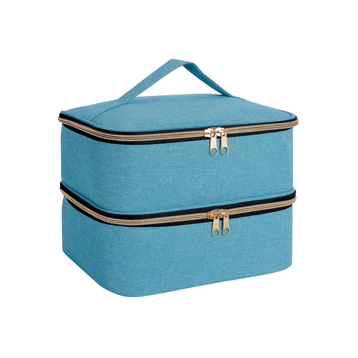 Showlu Double Layer Nail Polish Organizer Bag with handle, portable cosmetic tote for nail art and beauty essentials.