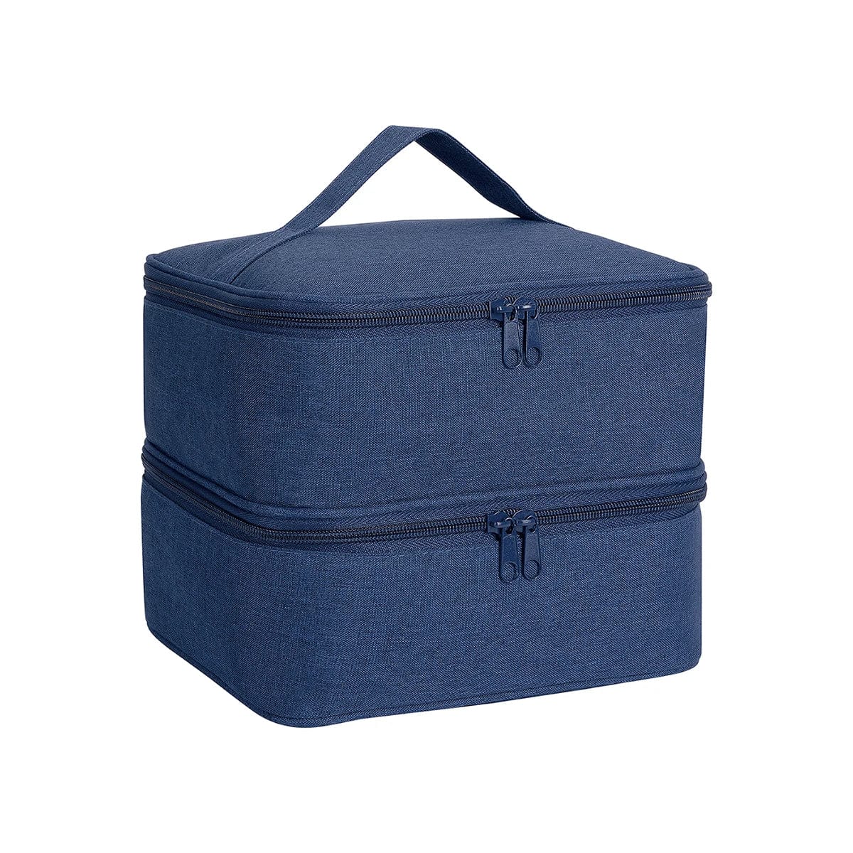 Showlu Double Layer Nail Polish Organizer Bag, portable cosmetic tote with multiple compartments for nail art and beauty essentials.