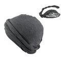 Showlu Fashion men's satin-lined elastic turban hat with solid bandana design, stretchy and stylish for casual or hip-hop fashion.