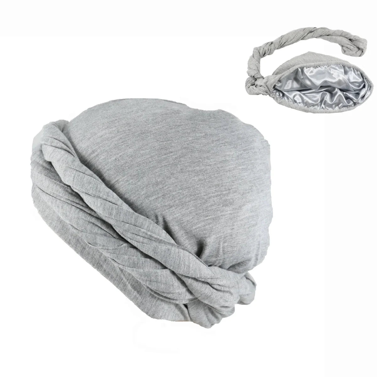 Showlu Fashion men's satin-lined elastic turban hat with solid bandana style, stretchy and stylish for casual or hip-hop fashion.
