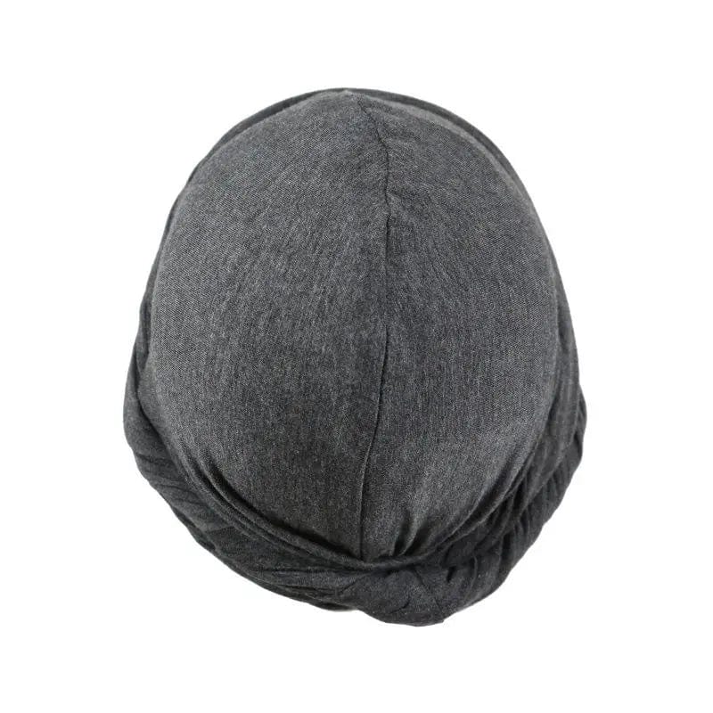 Showlu Fashion men's satin-lined elastic turban hat with a solid bandana style, stretchy and stylish for Indian, hip-hop, or biker looks.