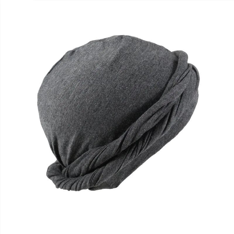 Showlu Fashion men's satin-lined elastic turban hat with solid bandana design, stretchy and stylish for casual or hip-hop fashion.