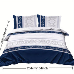 Navy Blue Duvet Cover Set Leaves Bedding Set with 2 Pillowcase 3 Piece Luxury Comforter Cover - SHOWLU FASHION STORE