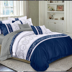 Navy Blue Duvet Cover Set Leaves Bedding Set with 2 Pillowcase 3 Piece Luxury Comforter Cover - SHOWLU FASHION STORE