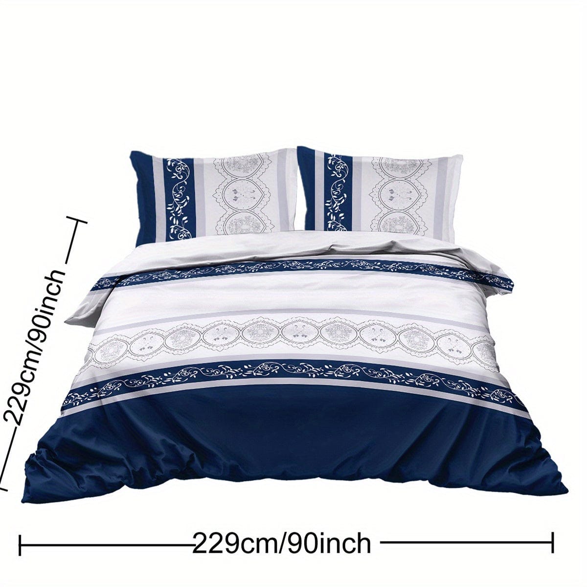 Navy Blue Duvet Cover Set Leaves Bedding Set with 2 Pillowcase 3 Piece Luxury Comforter Cover - SHOWLU FASHION STORE