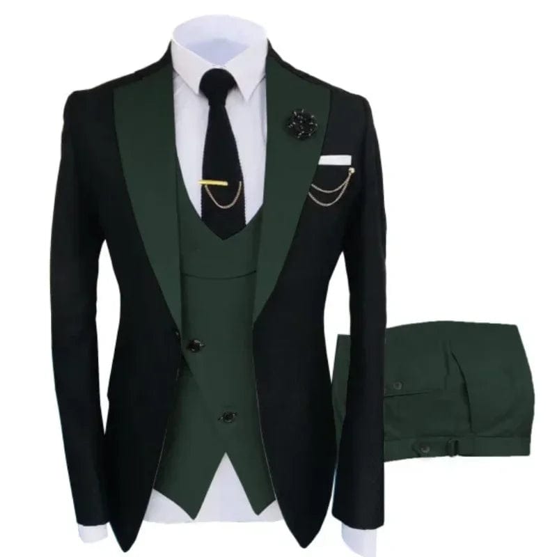Navy Costume Homme Groom Tuxedos Men Suits Peaked Lapel Wedding Prom Terno Masculino Slim Fit Blazer 3 Pcs Classic Men Suits - SHOWLU FASHION STORE