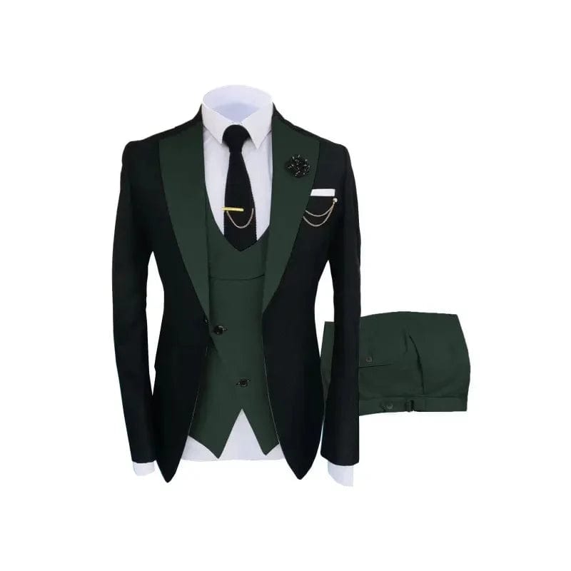 Navy Costume Homme Groom Tuxedos Men Suits Peaked Lapel Wedding Prom Terno Masculino Slim Fit Blazer 3 Pcs Classic Men Suits - SHOWLU FASHION STORE