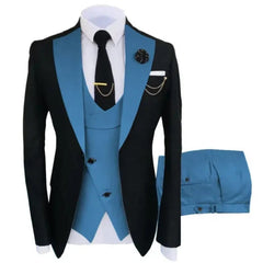 Navy Costume Homme Groom Tuxedos Men Suits Peaked Lapel Wedding Prom Terno Masculino Slim Fit Blazer 3 Pcs Classic Men Suits - SHOWLU FASHION STORE