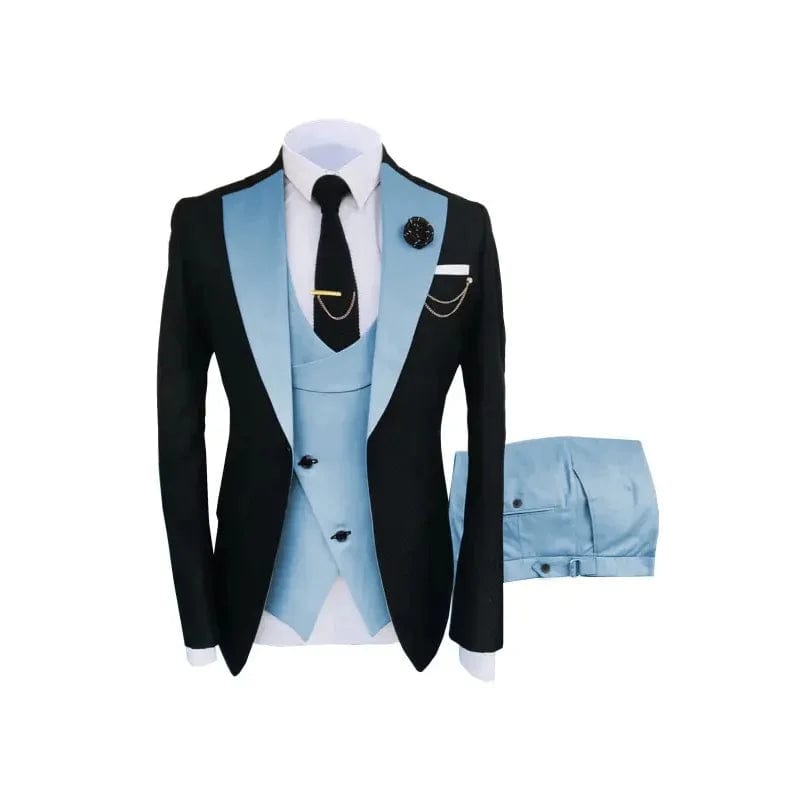 Navy Costume Homme Groom Tuxedos Men Suits Peaked Lapel Wedding Prom Terno Masculino Slim Fit Blazer 3 Pcs Classic Men Suits - SHOWLU FASHION STORE