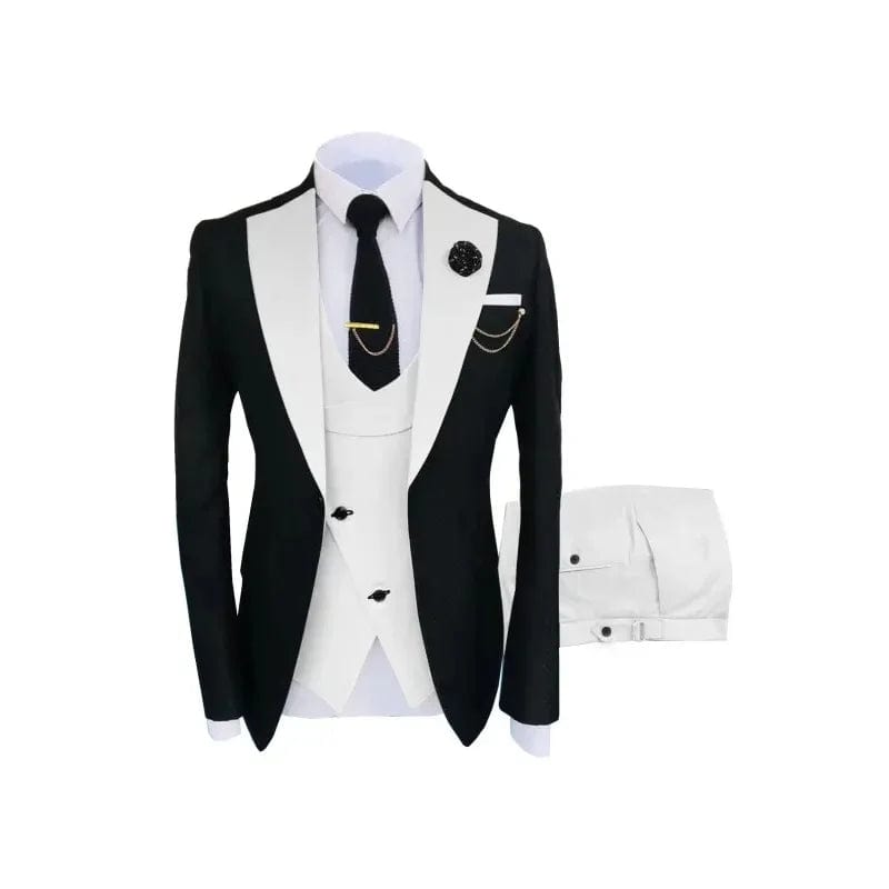 Navy Costume Homme Groom Tuxedos Men Suits Peaked Lapel Wedding Prom Terno Masculino Slim Fit Blazer 3 Pcs Classic Men Suits - SHOWLU FASHION STORE