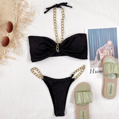 Neck Hanging Chain Sexy Bikini - SHOWLU FASHION STORE
