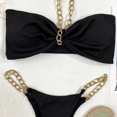 Neck Hanging Chain Sexy Bikini - SHOWLU FASHION STORE